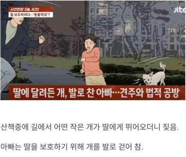 딸에 달려든 개 발로 찼는데 견주가 고소한 사건‥
